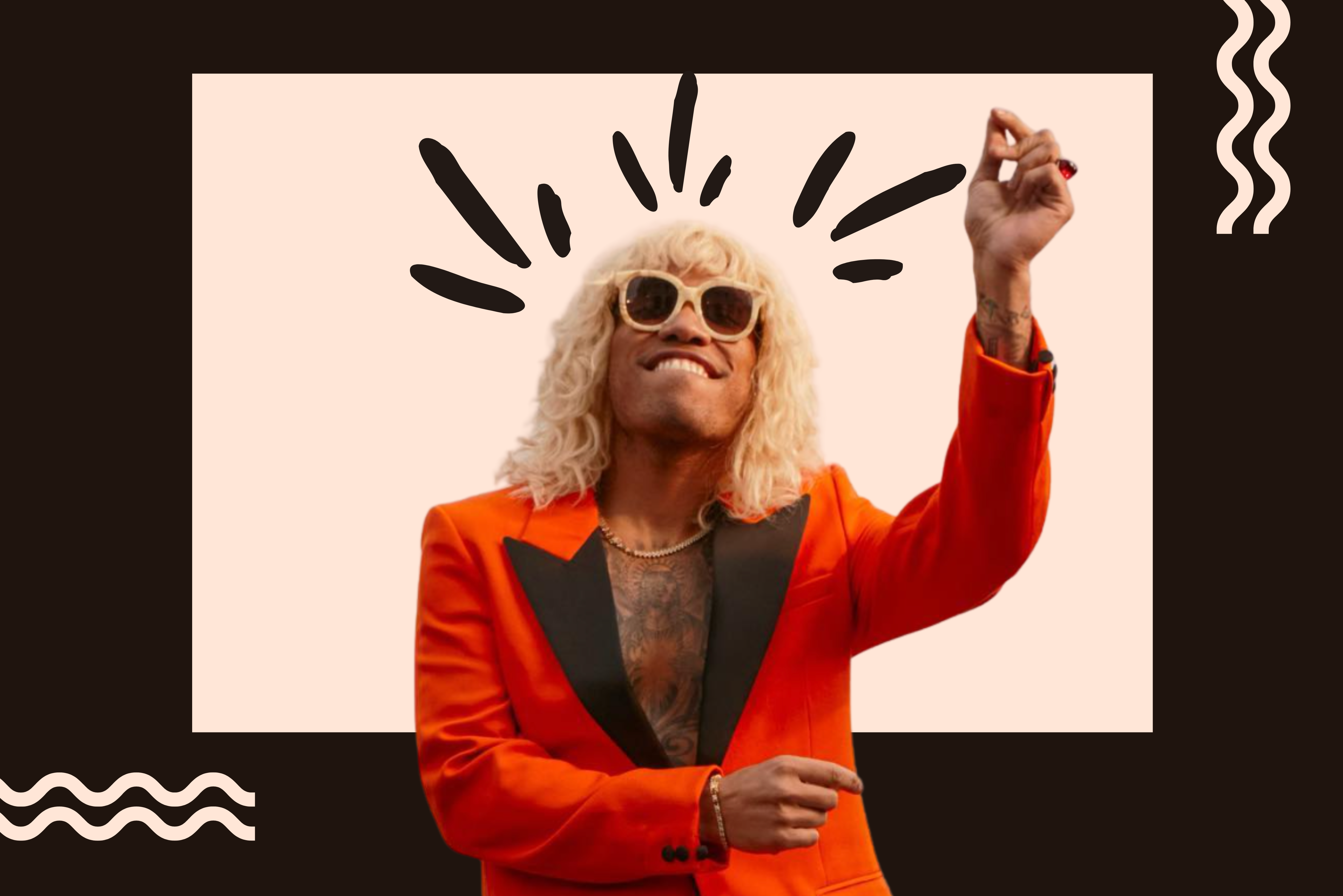 Anderson Paak wears a blonde wavy wig